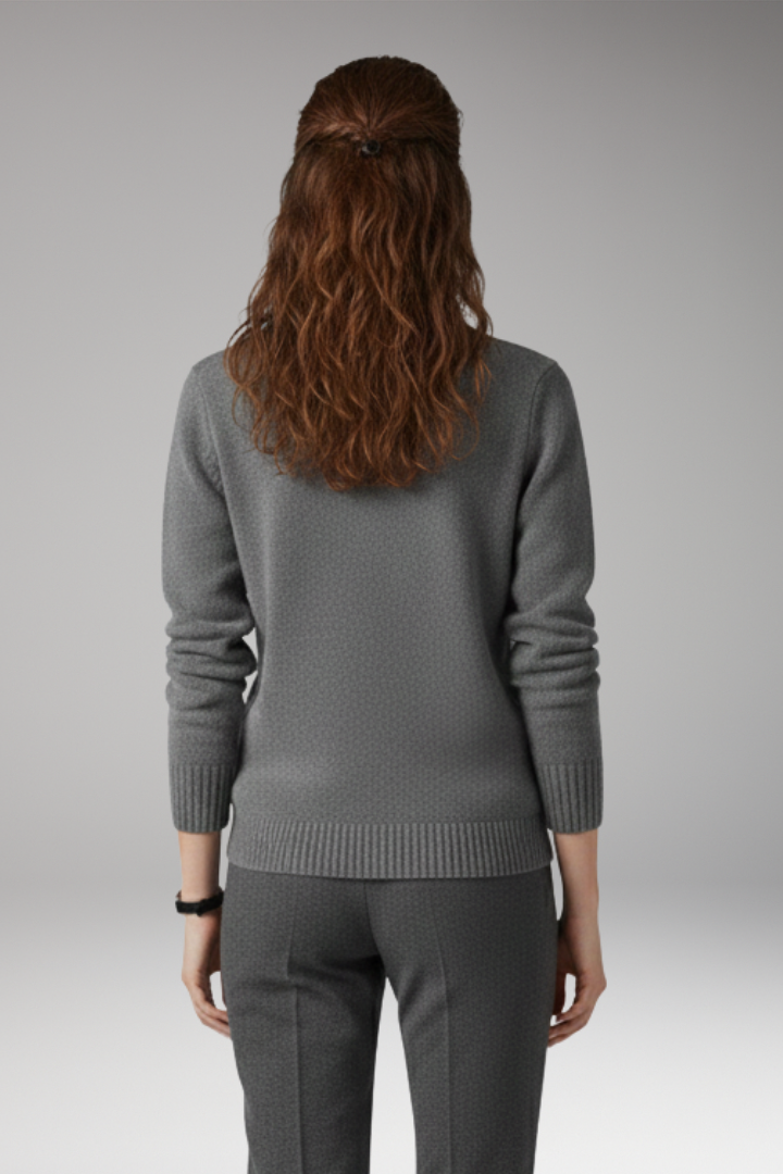 Women's Turtleneck Sweater with Ribbed Texture and Long Sleeves