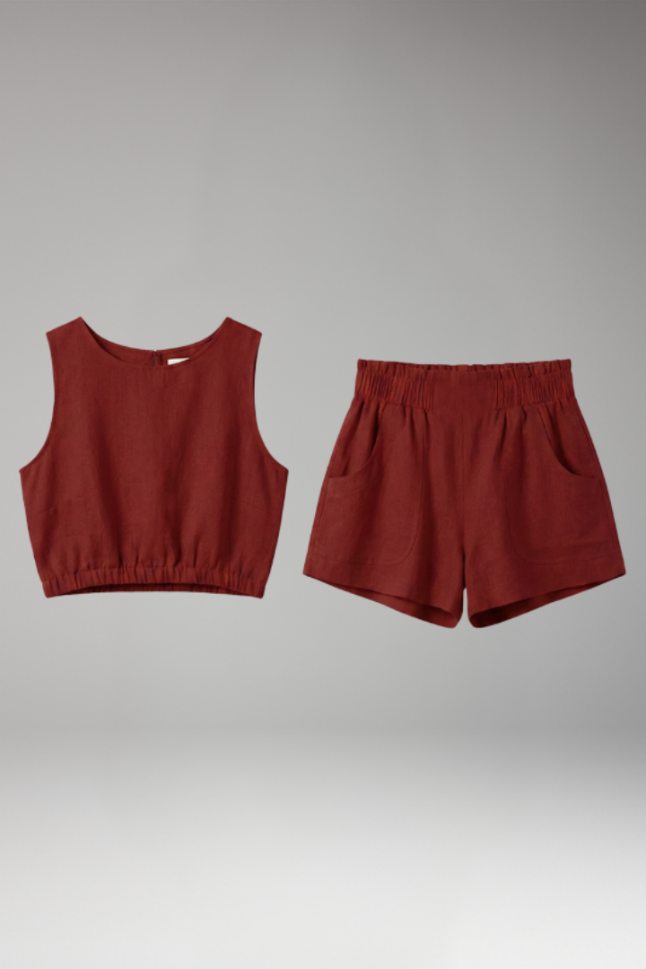 Women's Two Piece Set with Sleeveless Top and Shorts