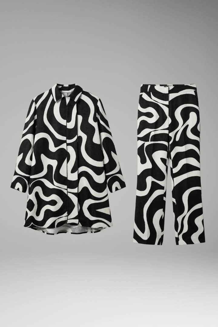 Women's Two-Piece Set with Tunic Top and Straight-Leg Pants