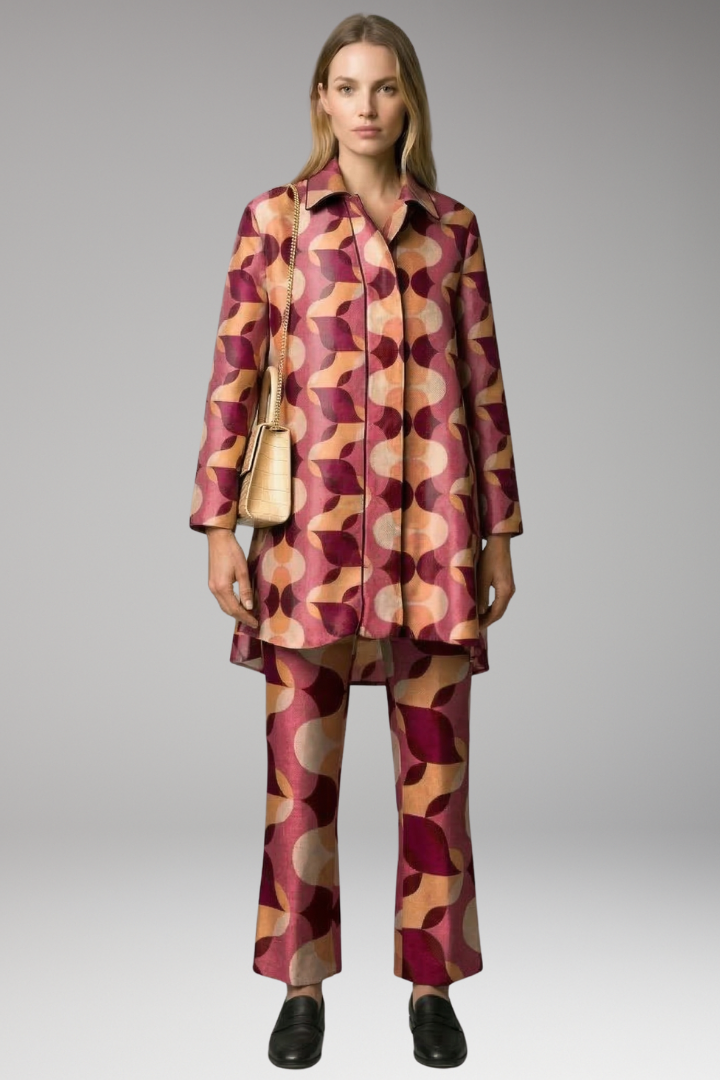 Women's Two-Piece Set with Tunic Top and Straight-Leg Pants