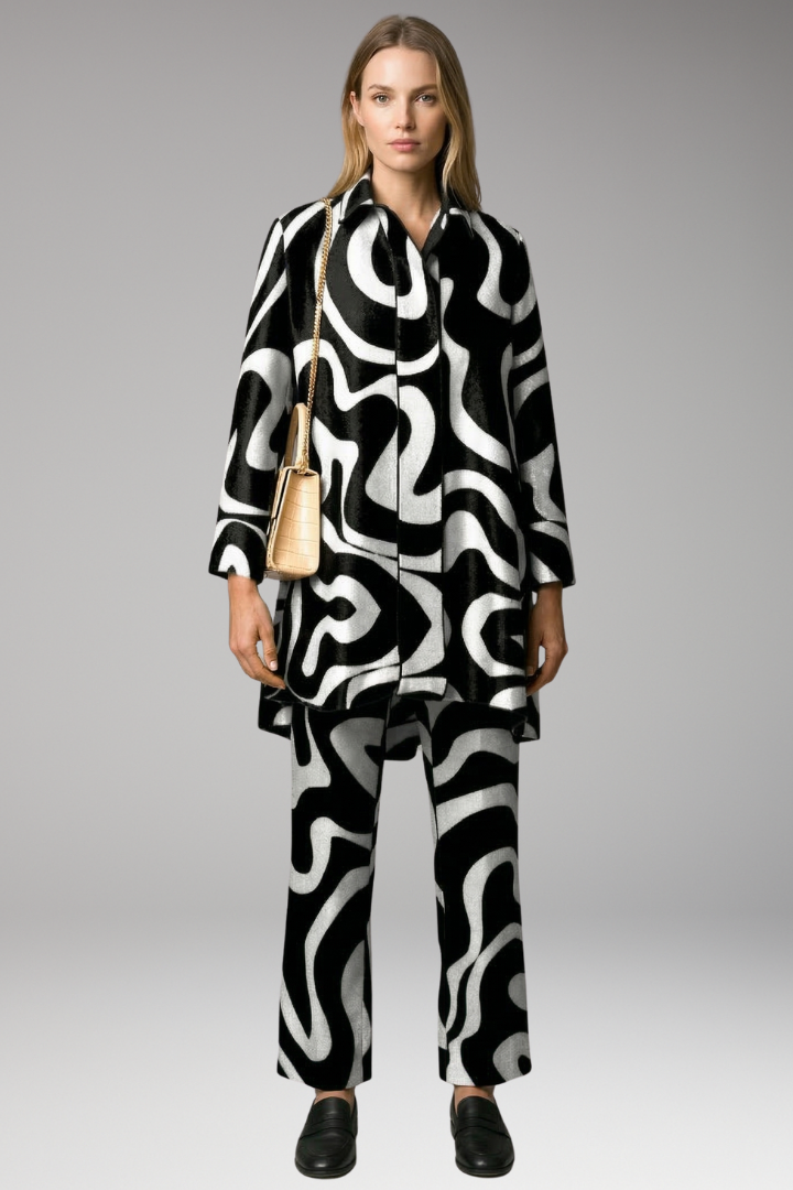 Women's Two-Piece Set with Tunic Top and Straight-Leg Pants