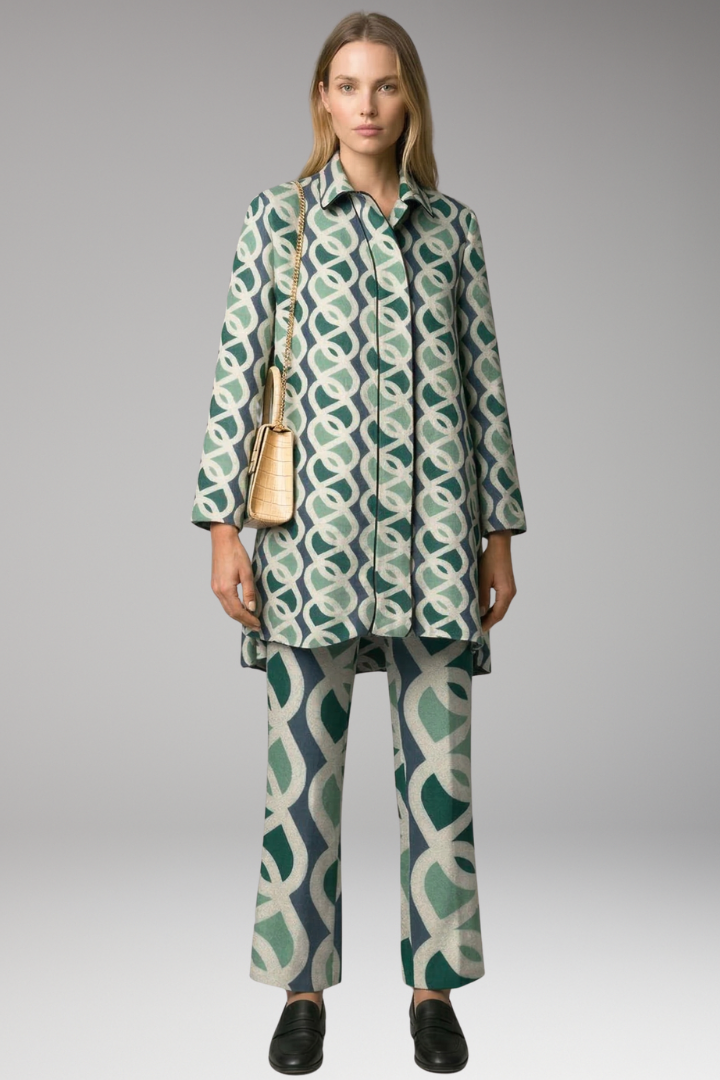Women's Two-Piece Set with Tunic Top and Straight-Leg Pants