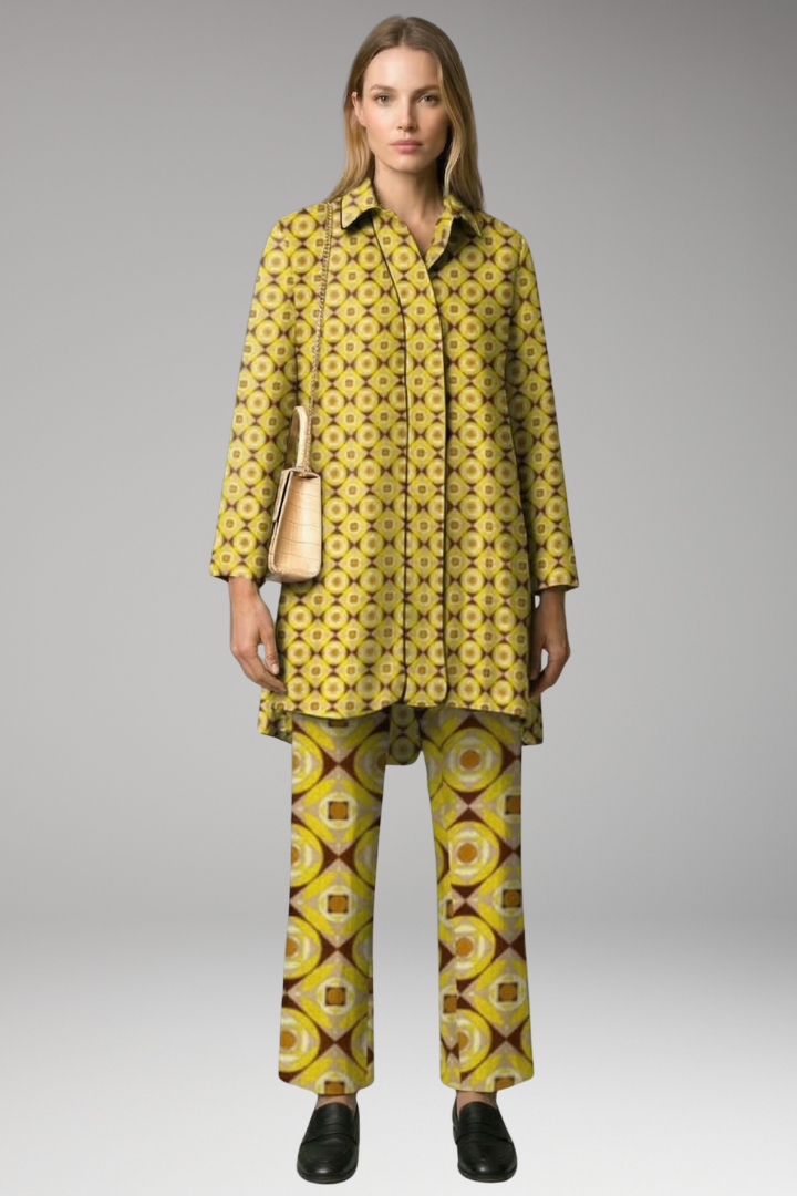 Women's Two-Piece Set with Tunic Top and Straight-Leg Pants