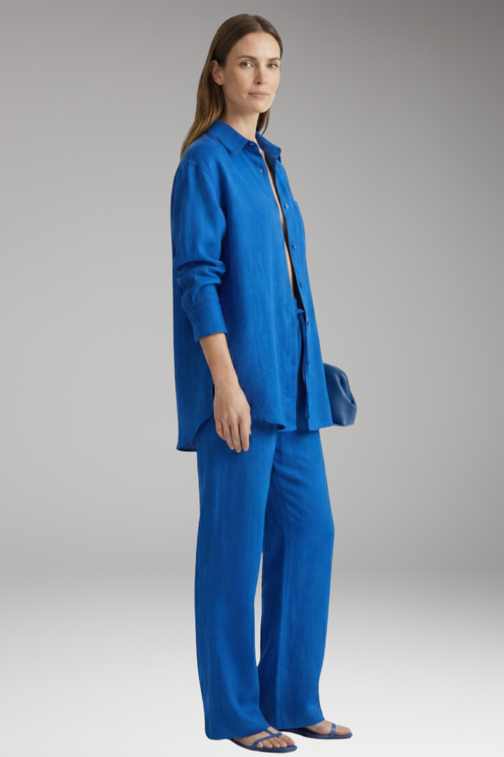 Women's Two Piece Set with Button Shirt and Wide Pants