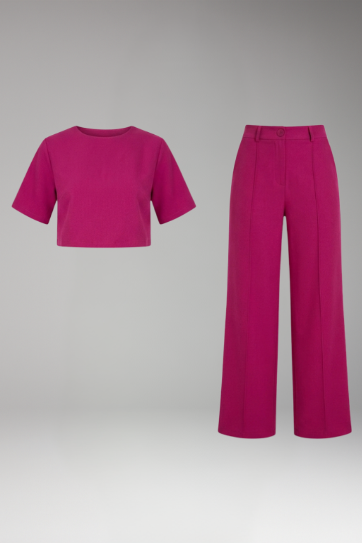 Women's Two Piece Set with Crop Top and Pants