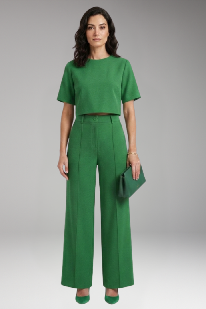 Women's Two Piece Set with Crop Top and Pants