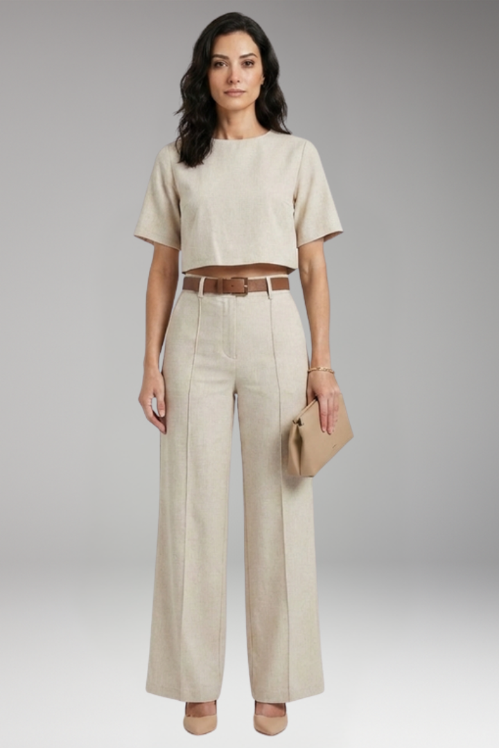 Women's Two Piece Set with Crop Top and Pants