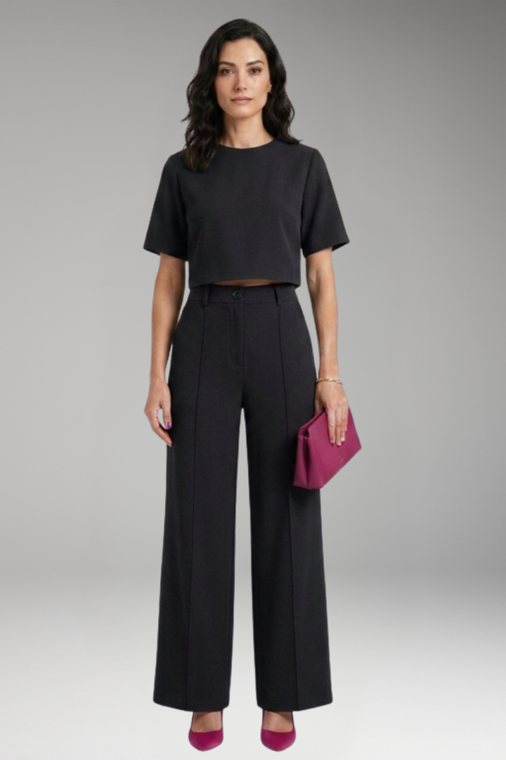 Women's Two Piece Set with Crop Top and Pants