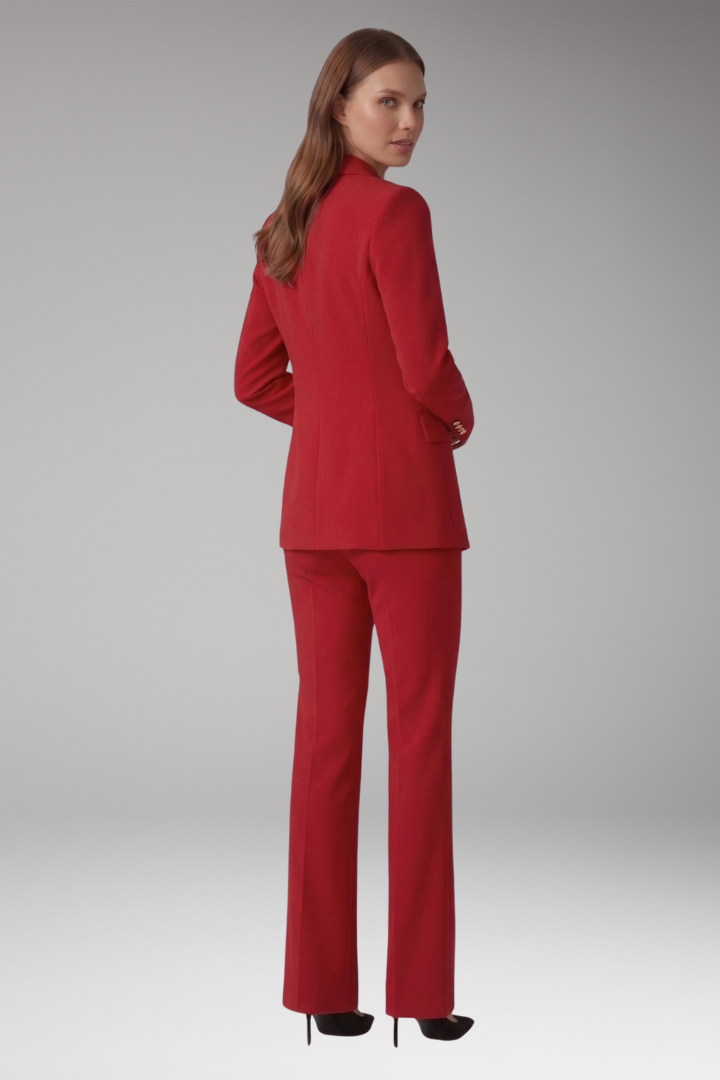 Women's Two Piece Set with Lapel Collar Blazer and Trousers