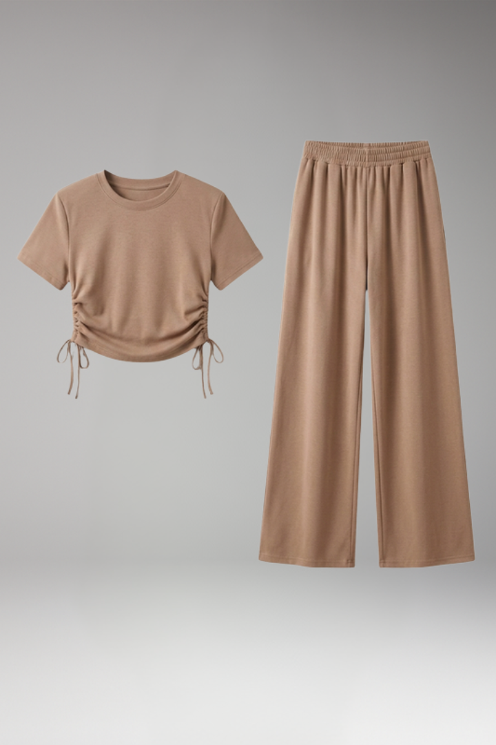 Women's Two Piece Set with Short Sleeve Top and Pants