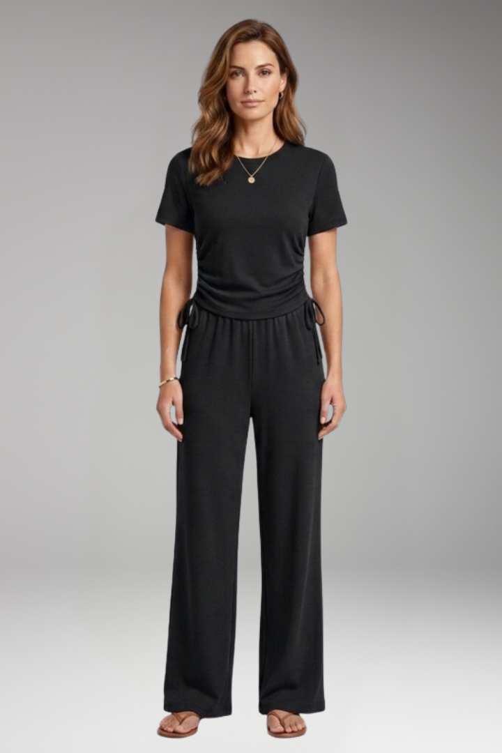 Women's Two Piece Set with Short Sleeve Top and Pants