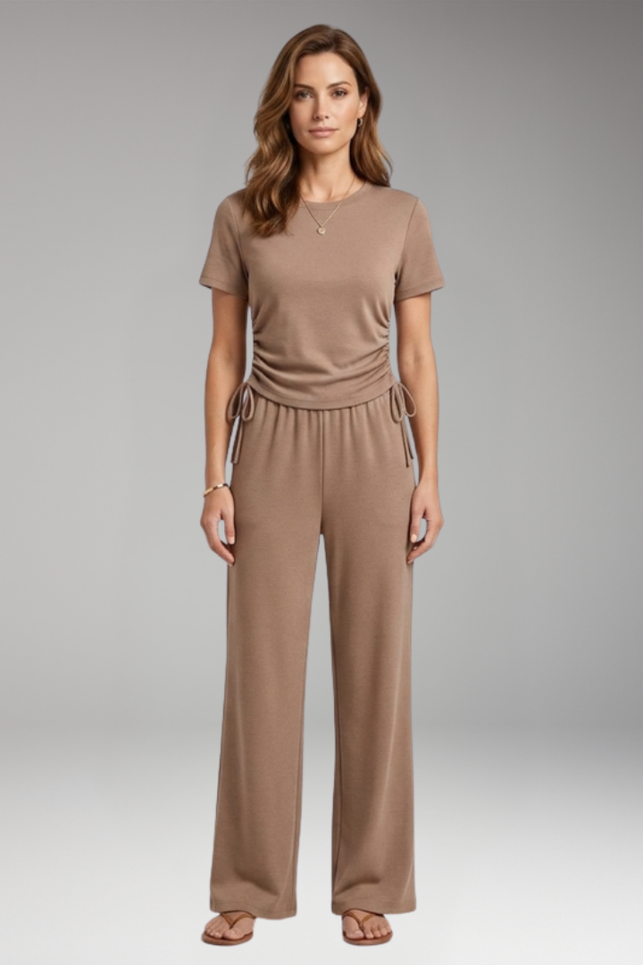Women's Two Piece Set with Short Sleeve Top and Pants