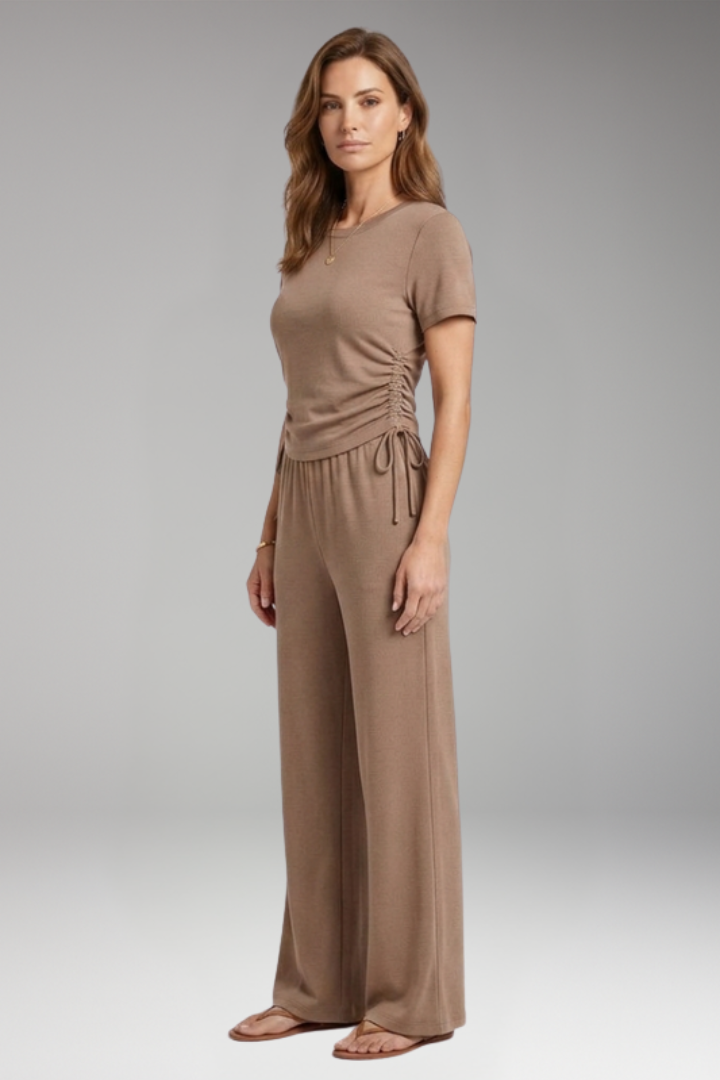 Women's Two Piece Set with Short Sleeve Top and Pants
