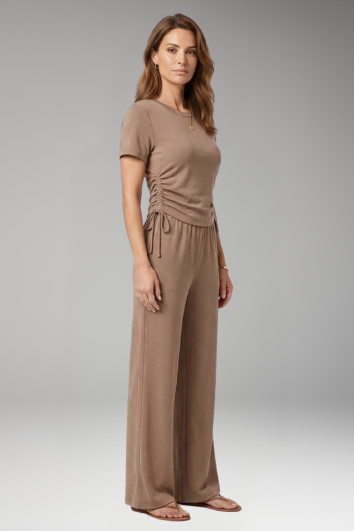 Women's Two Piece Set with Short Sleeve Top and Pants