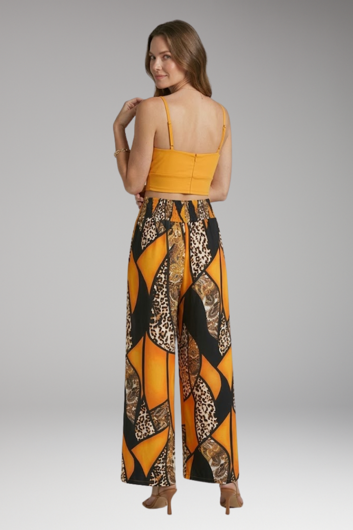 Women's Two Piece Set with Top and Wide Pants