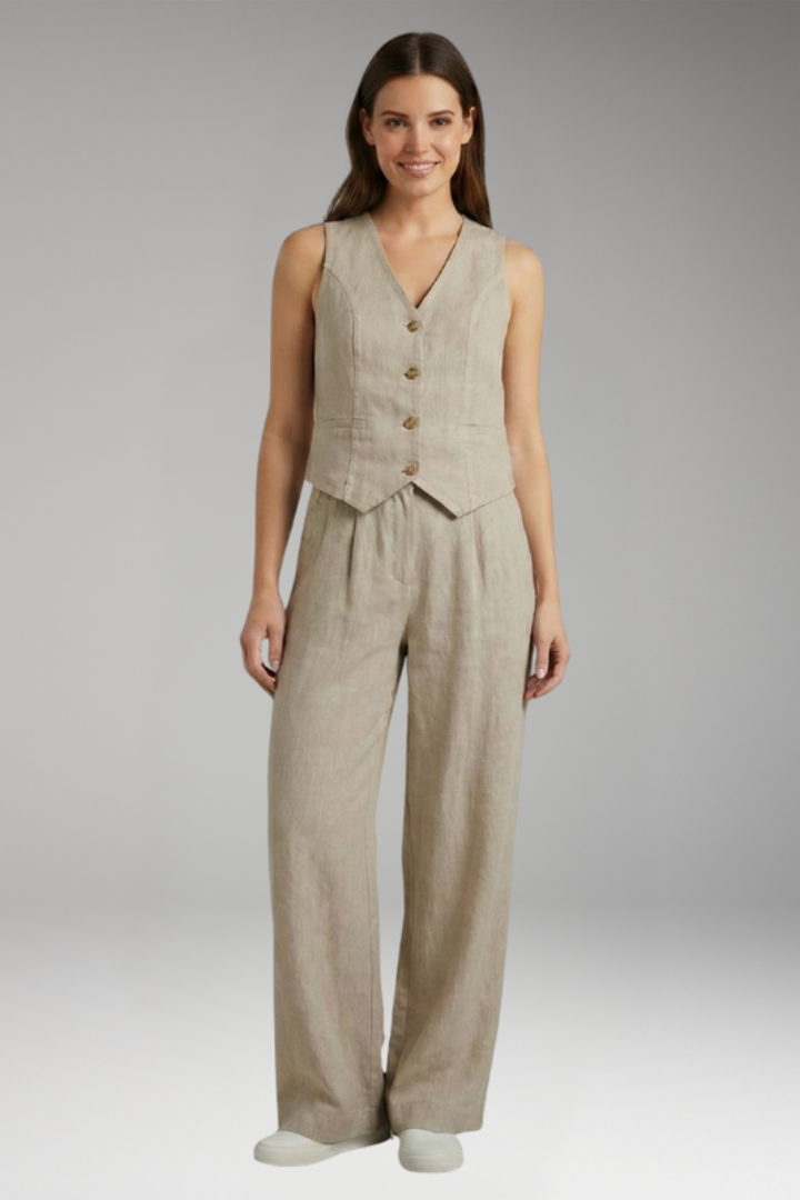 Women's tailored vest co-ord set with V-Neck Neckline for Office Wear