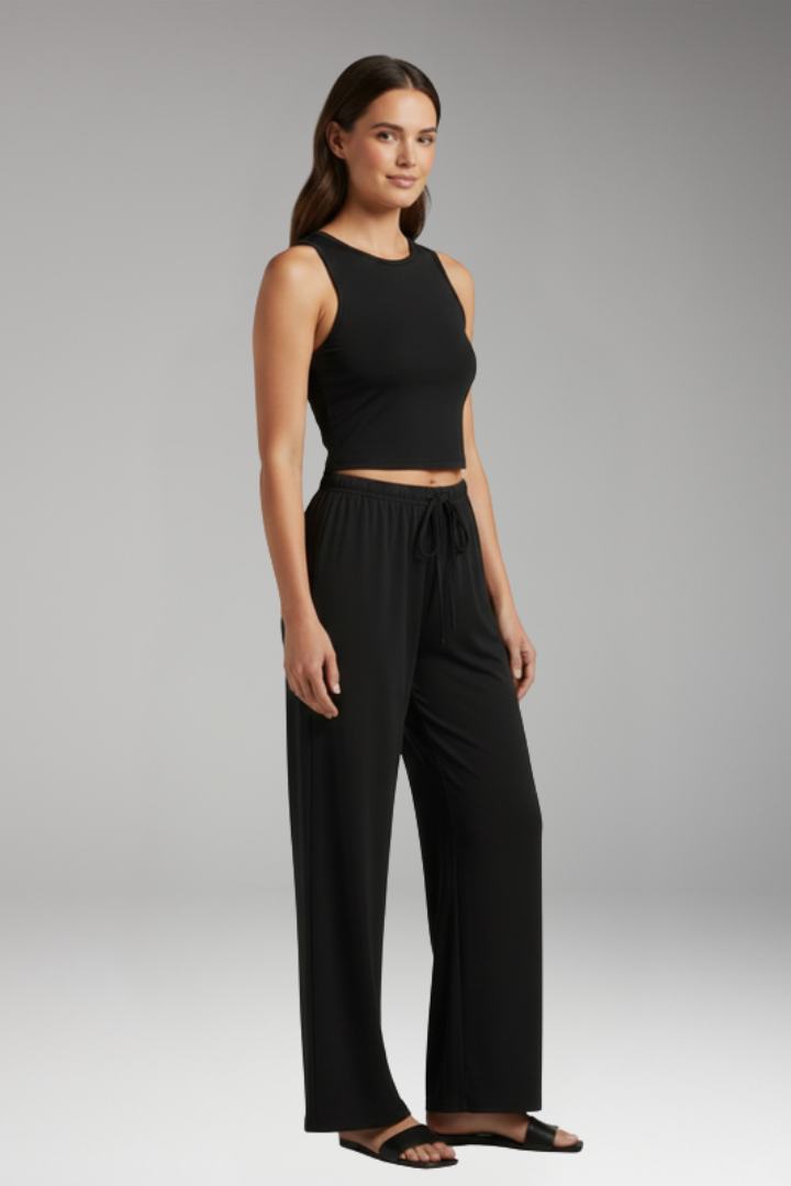 Women's Two Piece Set with Wide Leg Pants