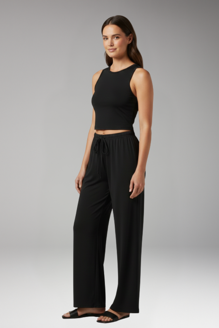 Women's Two Piece Set with Wide Leg Pants