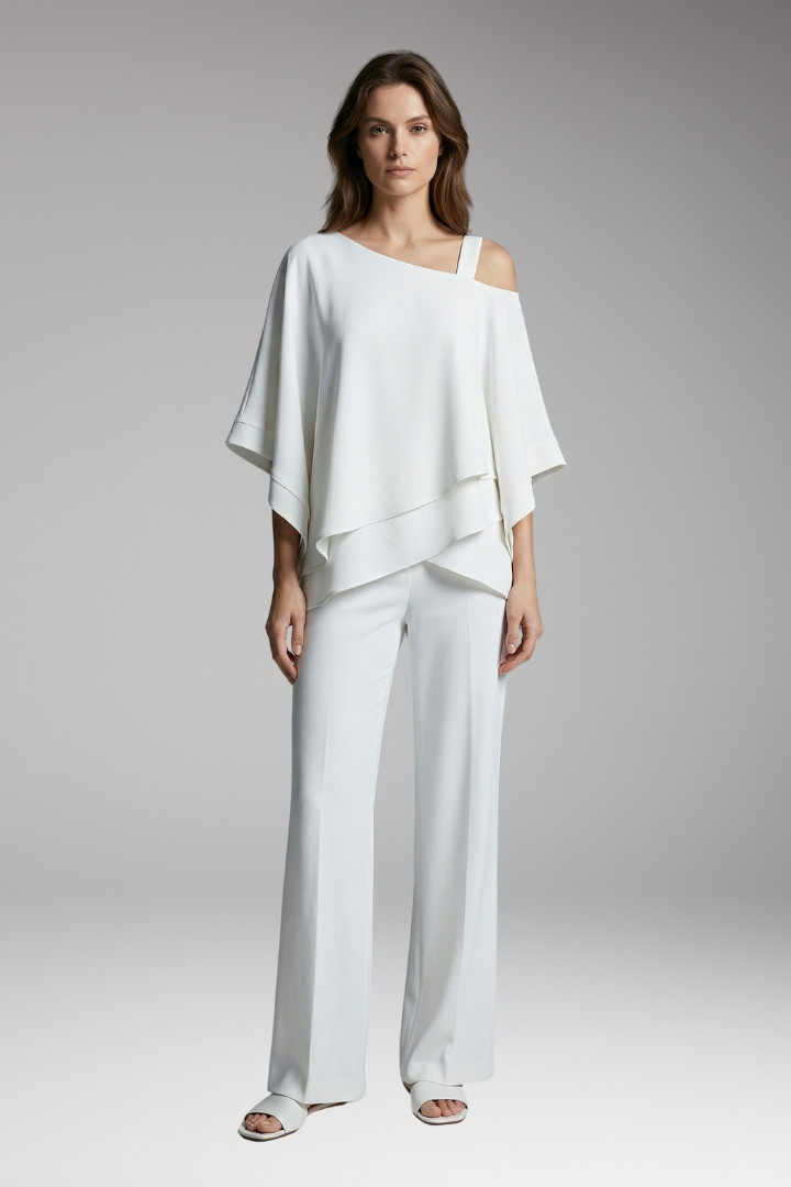 Women's Two'Piece Set with Off'Shoulder Top and Wide'Leg Pants