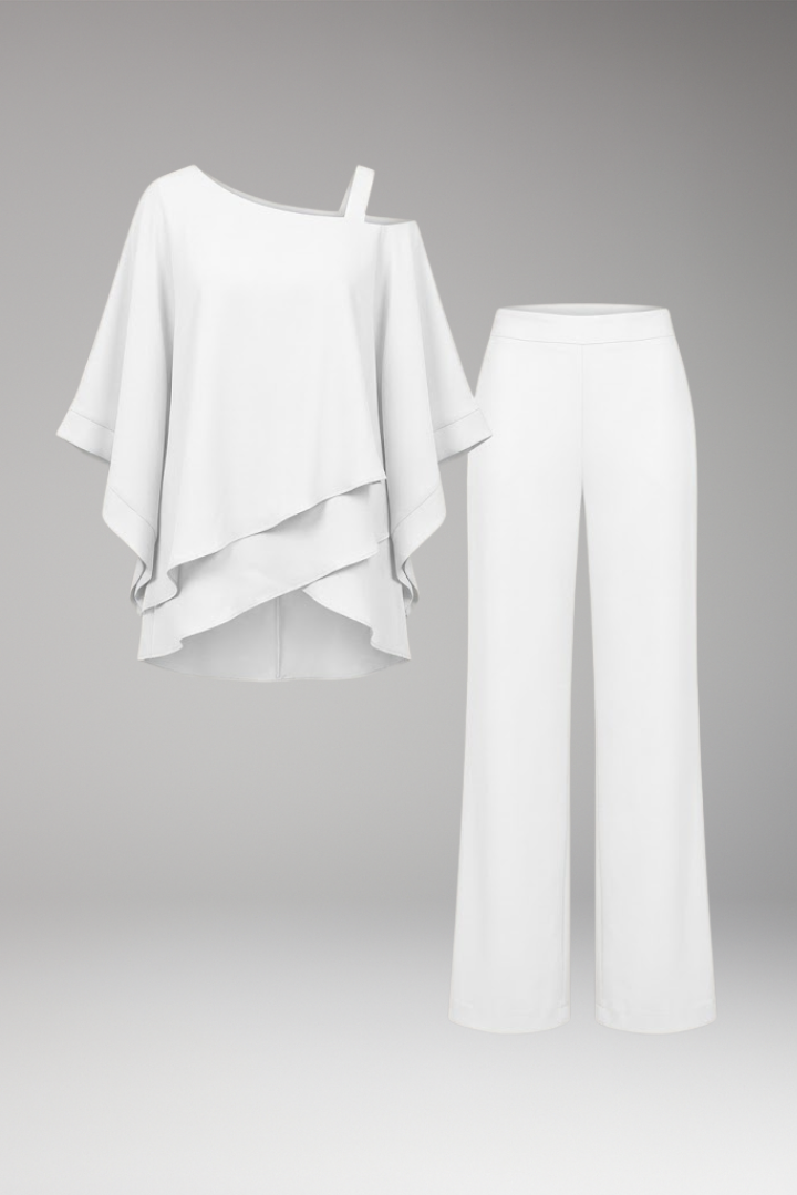 Women's Two'Piece Set with Off'Shoulder Top and Wide'Leg Pants