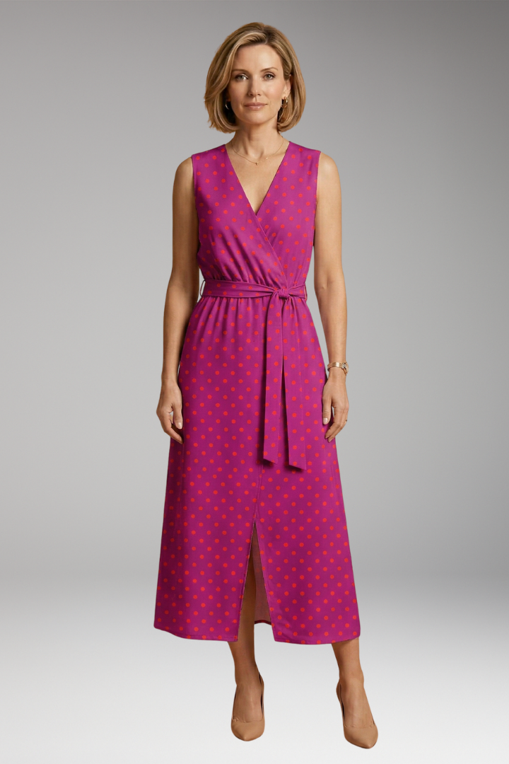 Women's V-Neck Maxi Dress with Floral Print and Sleeveless Design