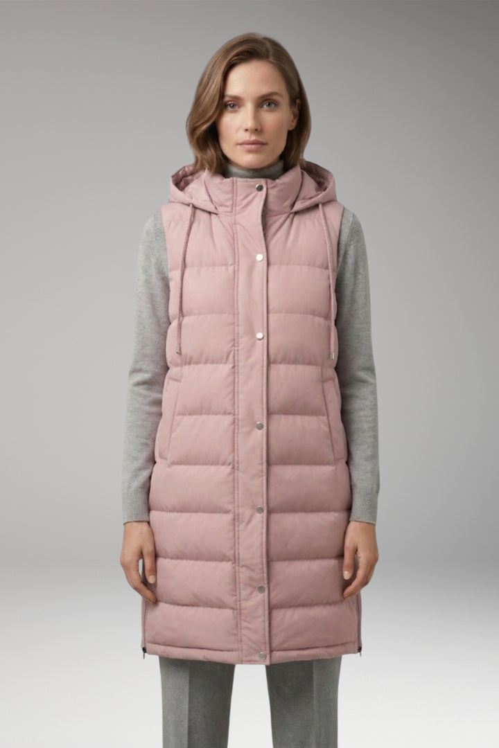 Women's Vest with Hood and Quilted Surface