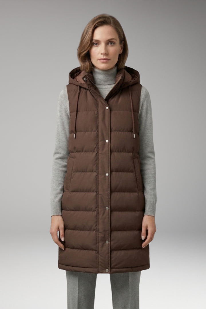 Women's Vest with Hood and Quilted Surface