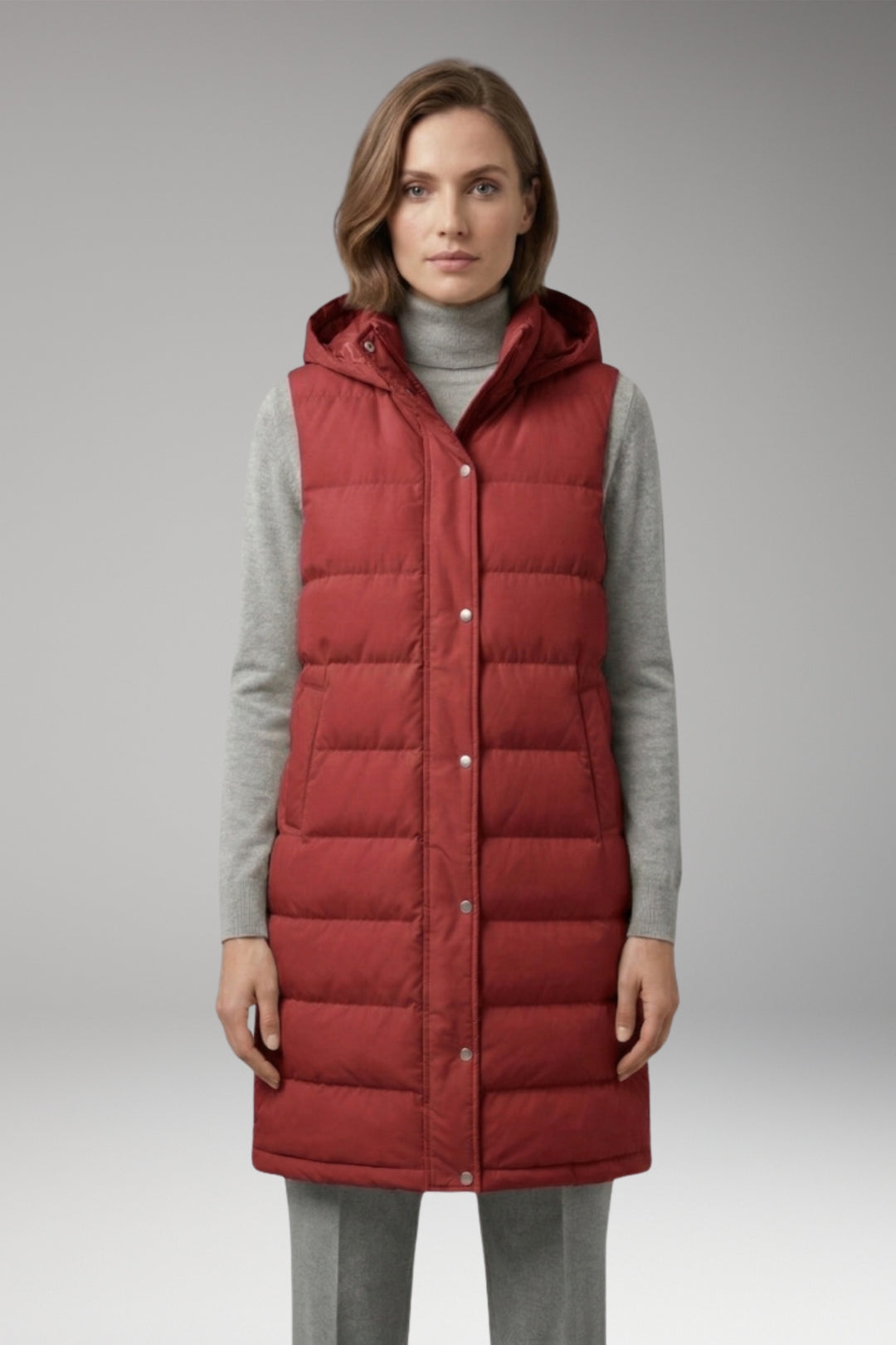 Women's Vest with Hood and Quilted Surface