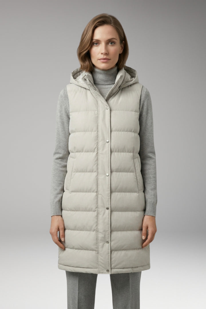 Women's Vest with Hood and Quilted Surface