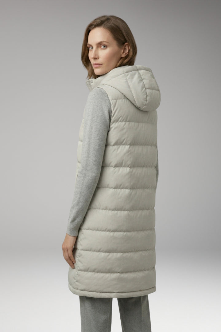 Women's Vest with Hood and Quilted Surface
