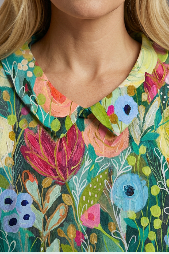 Women's Watercolor Floral Shirt with Relaxed Fit