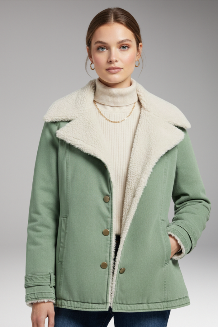 Women's Winter Jacket with High Collar and Zipper