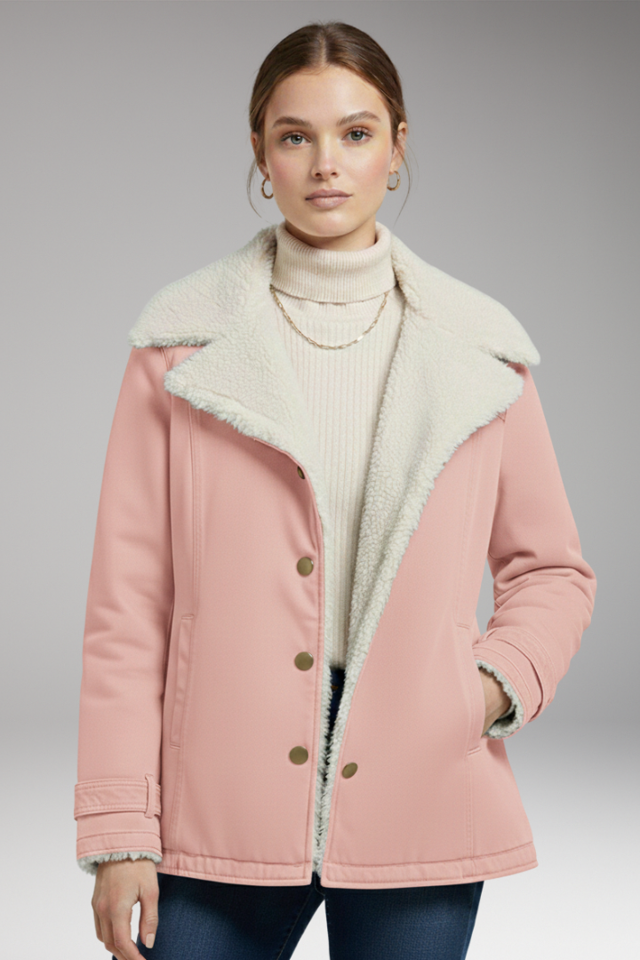 Women's Winter Jacket with High Collar and Zipper