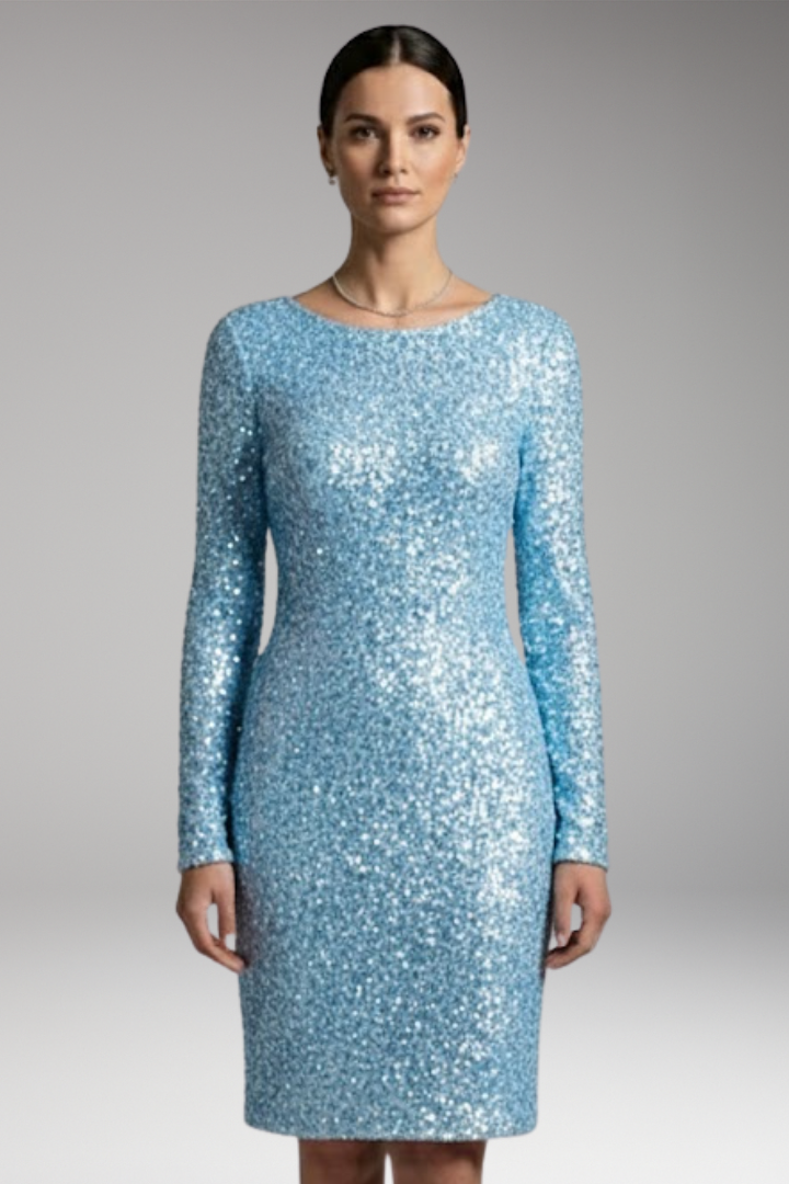 Women's Winter Party Dress with Open Back and Deep V-Neck