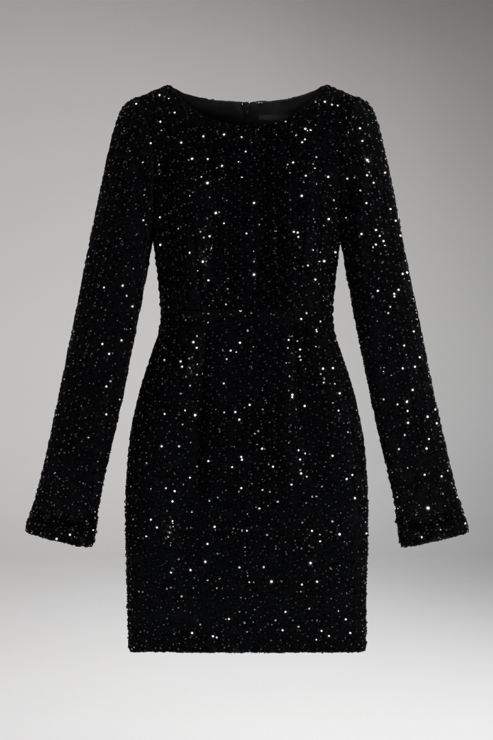 Women's Winter Party Dress with Open Back and Deep V-Neck