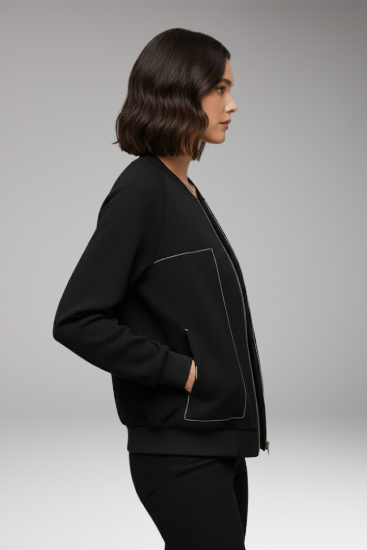 Women's Zip-Up Bomber Jacket with Side Pockets