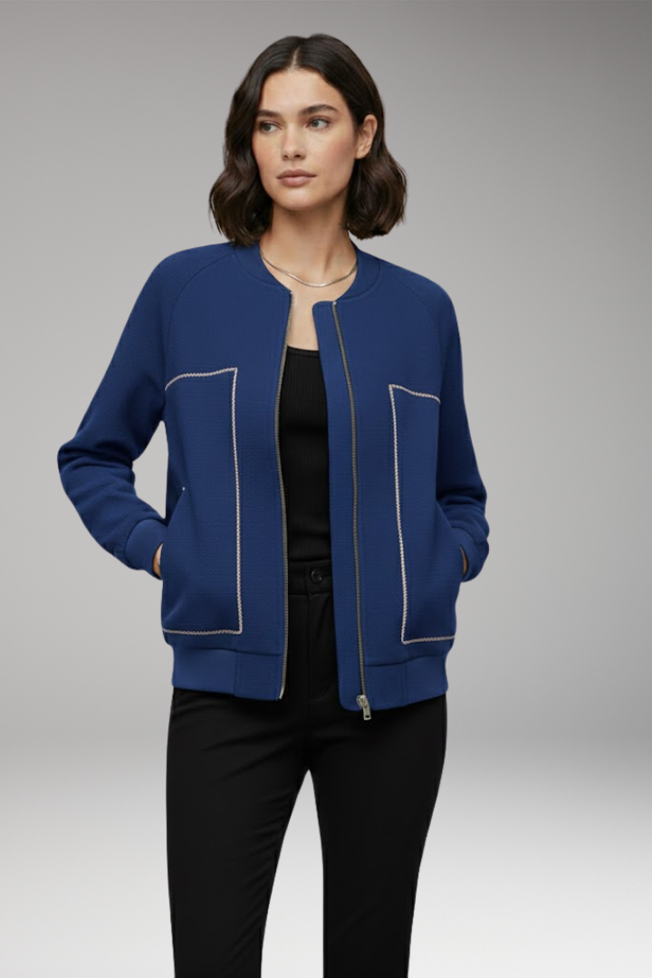 Women's Zip-Up Bomber Jacket with Side Pockets