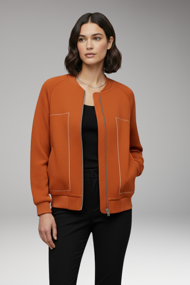 Women's Zip-Up Bomber Jacket with Side Pockets