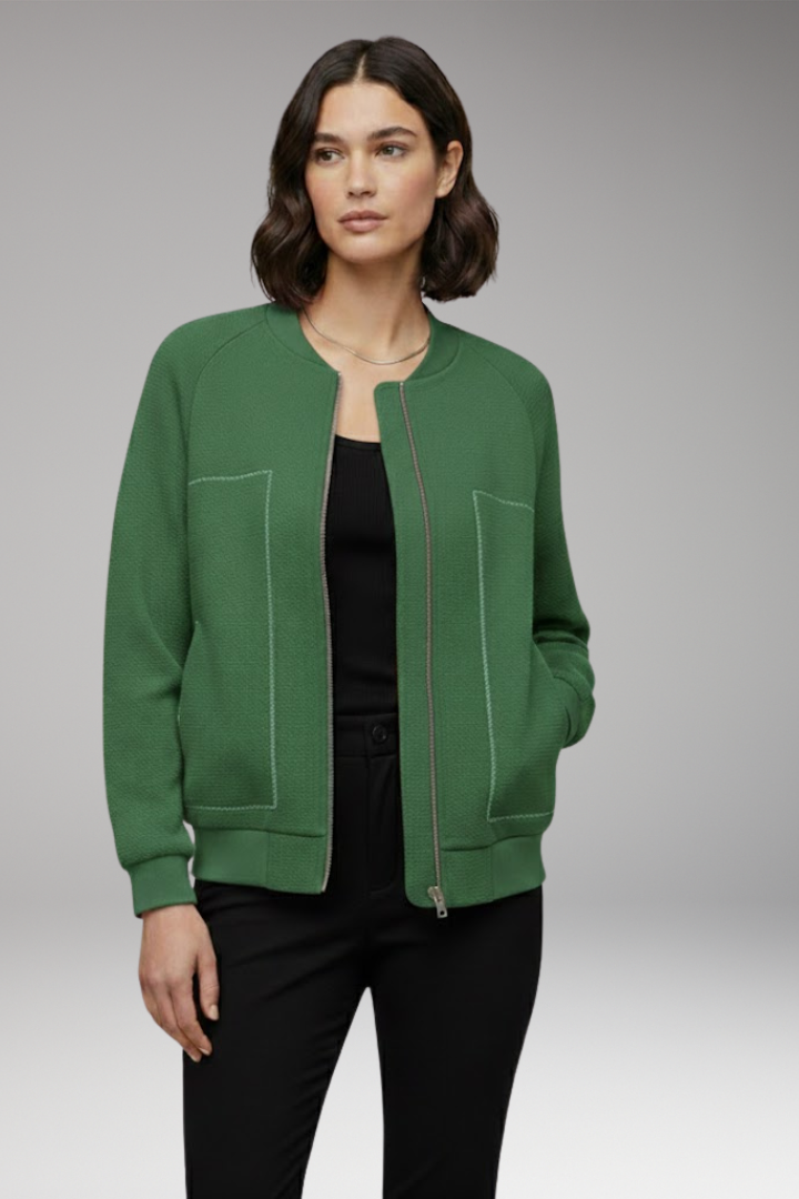 Women's Zip-Up Bomber Jacket with Side Pockets