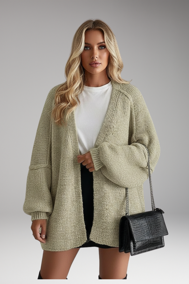 Women's Cardigan with Open Front and Long Sleeves
