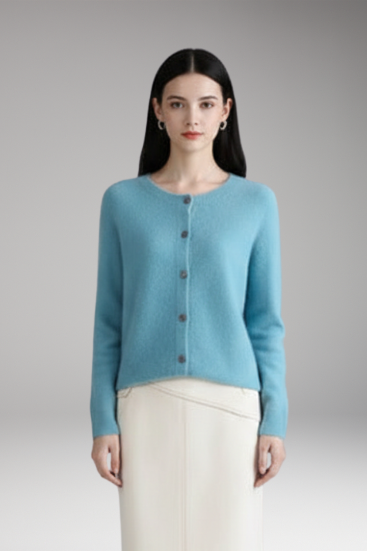 Women's Cardigan with V-Neck and Front Buttons