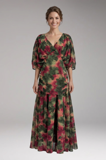 Women's Dress with Off-Shoulder Neckline and Draped Design