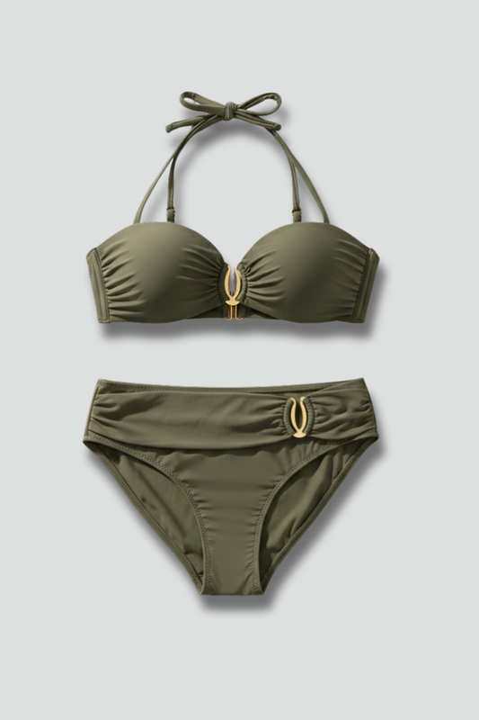 Women's Halter Bikini Set with High-Waisted Bottoms