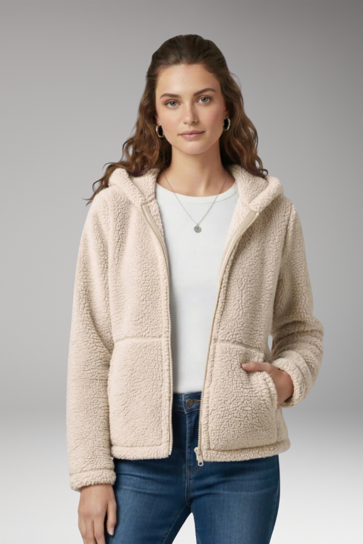 Women's Jacket with Hooded Neckline and Long Sleeves