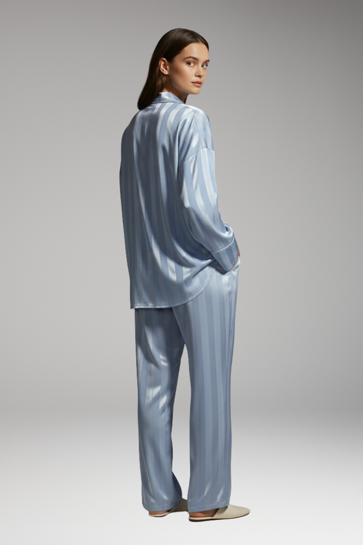 Women's Pajama Set with Button Top and Elastic Waistband