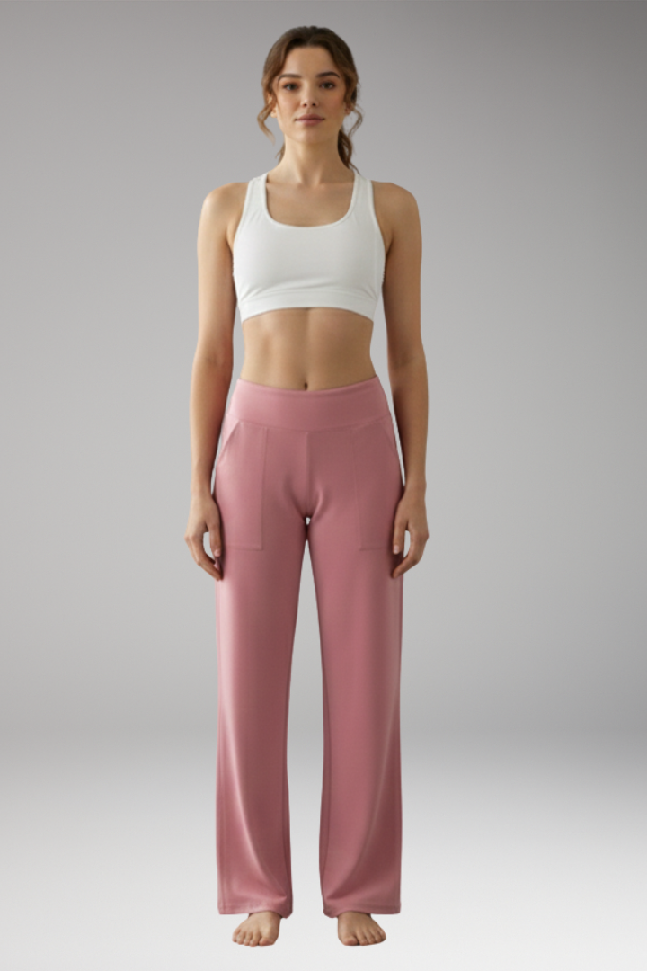 Women's Pants with High Waist and Side Pockets