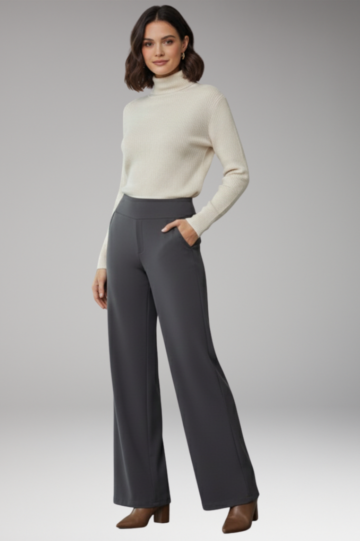 Women's Pants with High Waist and Side Pockets