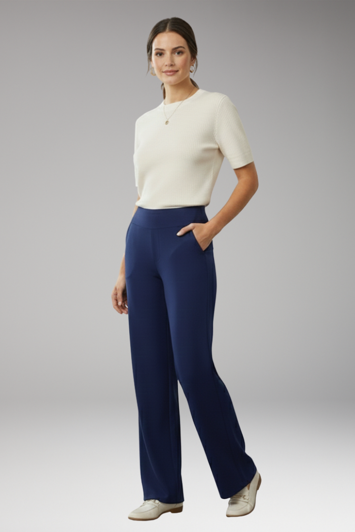 Women's Pants with High Waist and Side Pockets