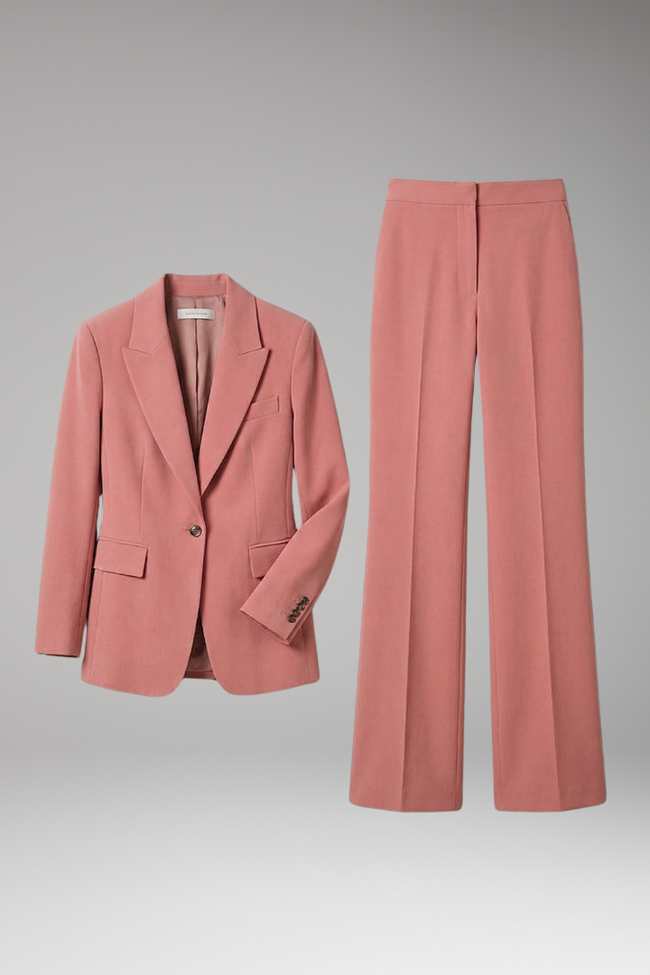 Women's Suit Set with Slim Blazer and Wide-Leg Trousers