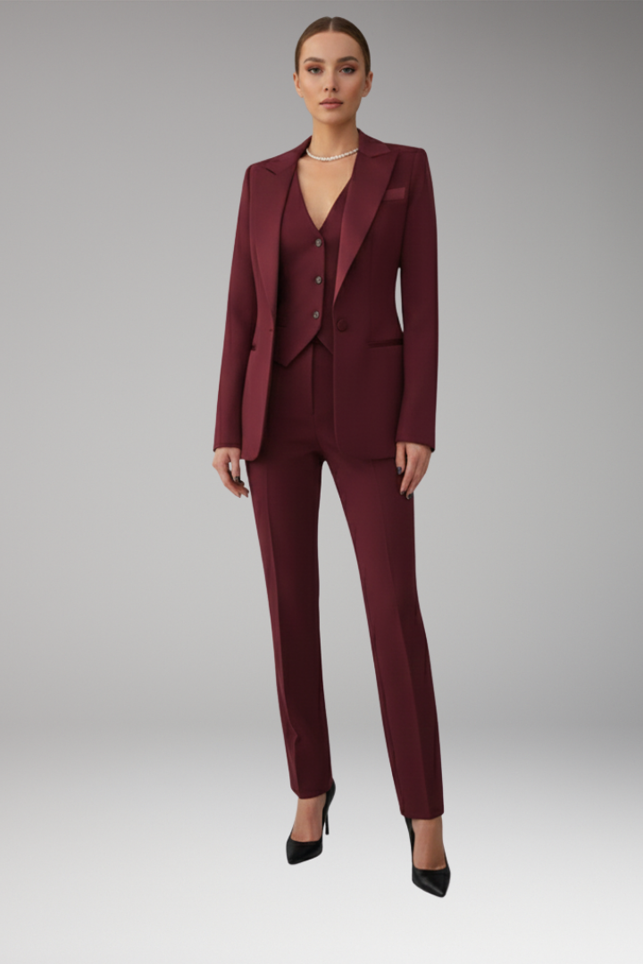 Women's Three-Piece Suit with Blazer, Vest, and Pants